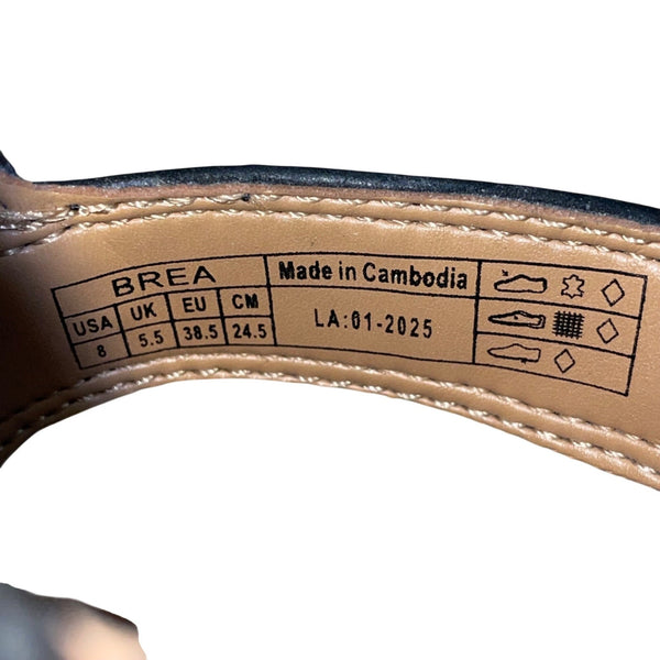 Women’s Black Faux Leather Elastic Thong  Brea Sandals Size 8