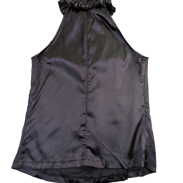 Blaque Label Womens Black Polyester Sleeveless Ruffle Halter Top Size L