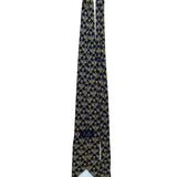 Korloff Mens Navy & Gold Silk Necktie Patterned Made In France Stylish Accessory