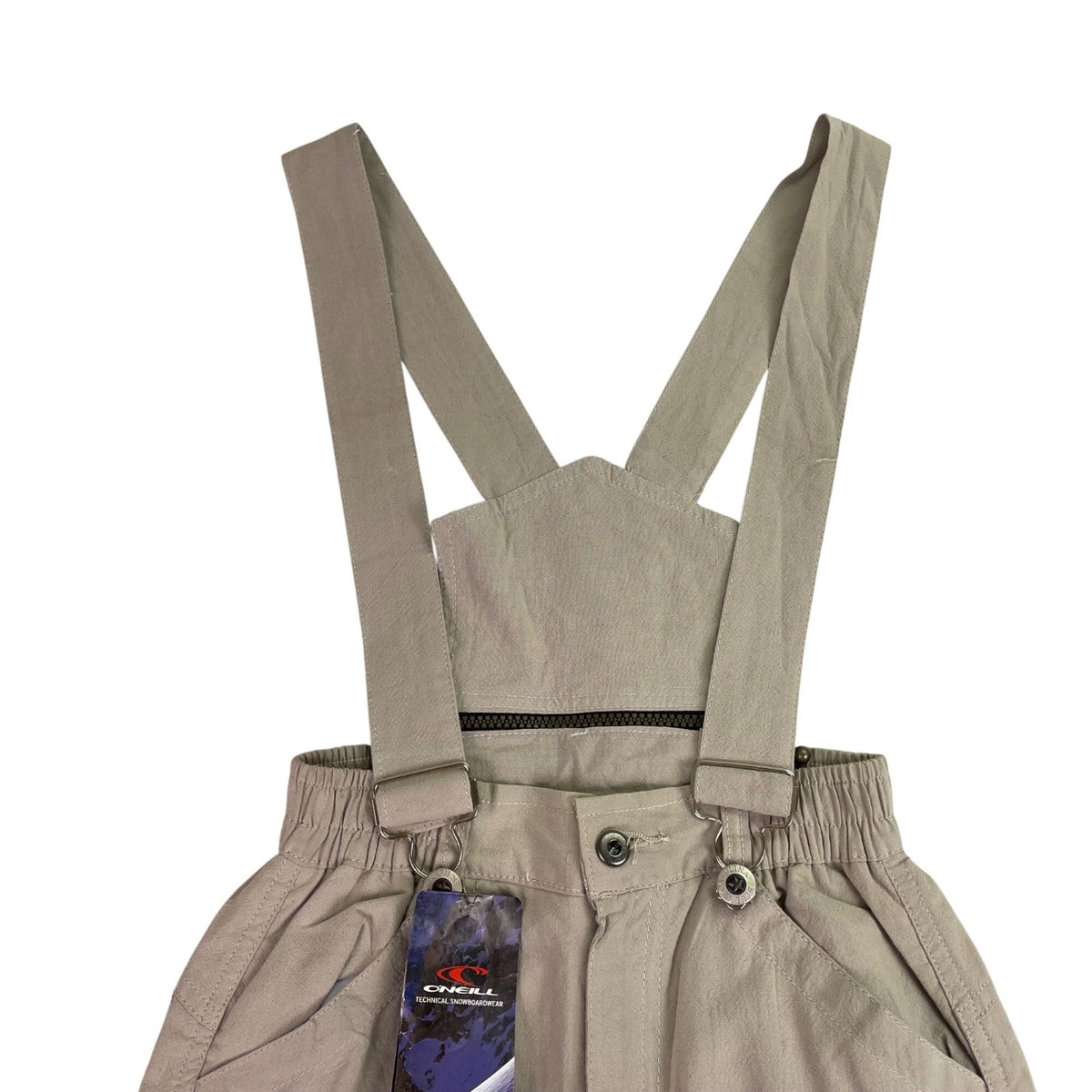 ONeill Kids Beige Bib Snow Pants Embroidered Patches Adjustable Straps Sz 10 New