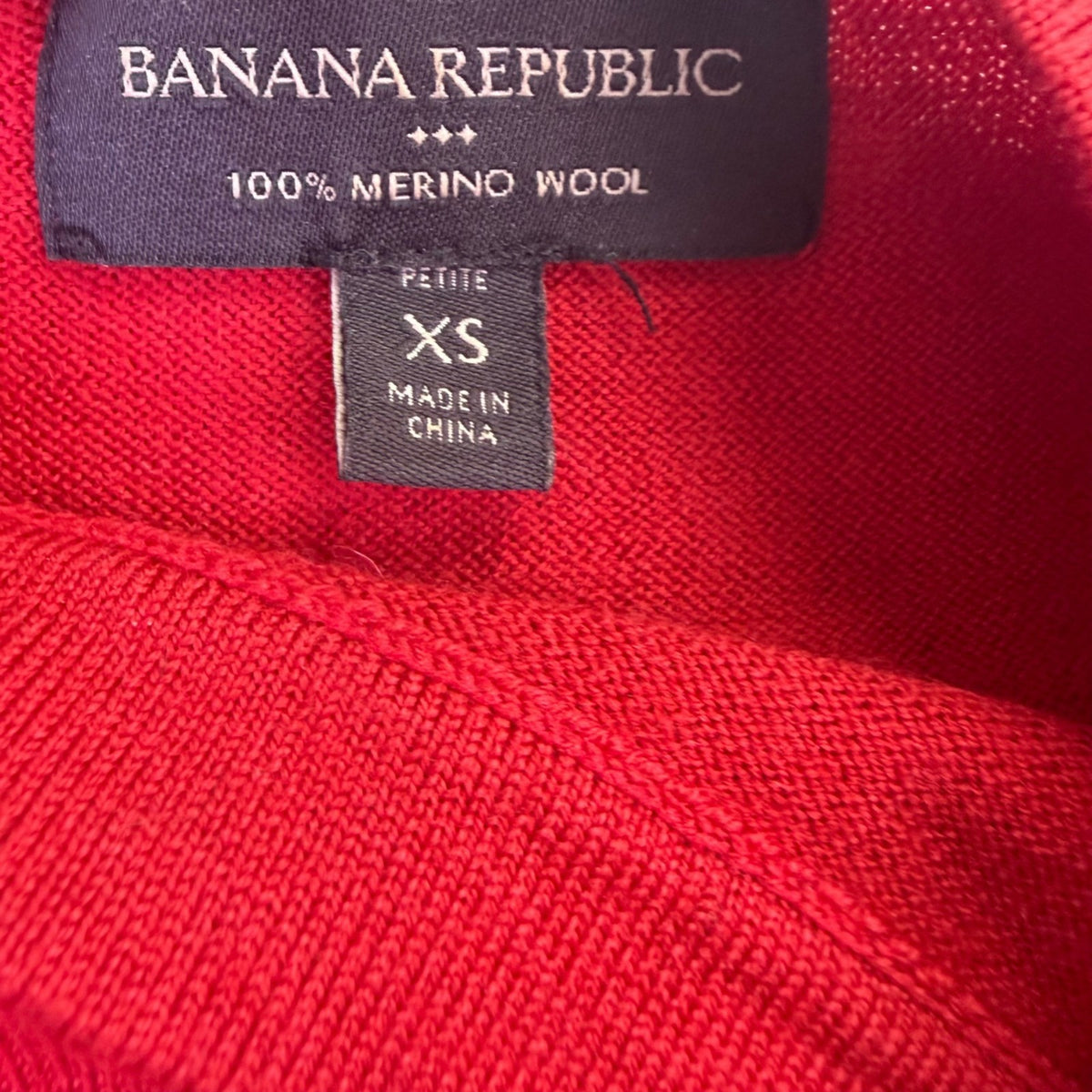 Banana Republic Womens Red Merino Wool Long Sleeve Sweater Sz Petite XS 