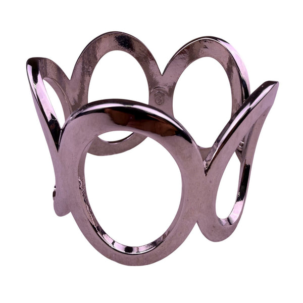 Premier Designs Womens Silver Tone Metal Bangle Bracelet Oval Cutout Design