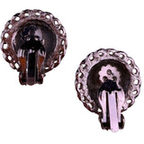 Vintage Womens Silver Tone Clip-On Earrings Round Brushed Metal Design