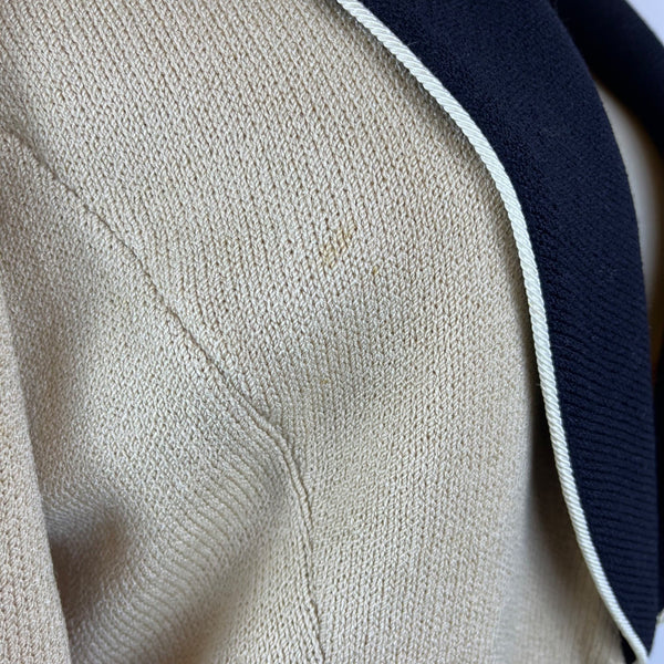 St. John Women's Beige & Black Knit Blazer Jacket Button Front Size 4