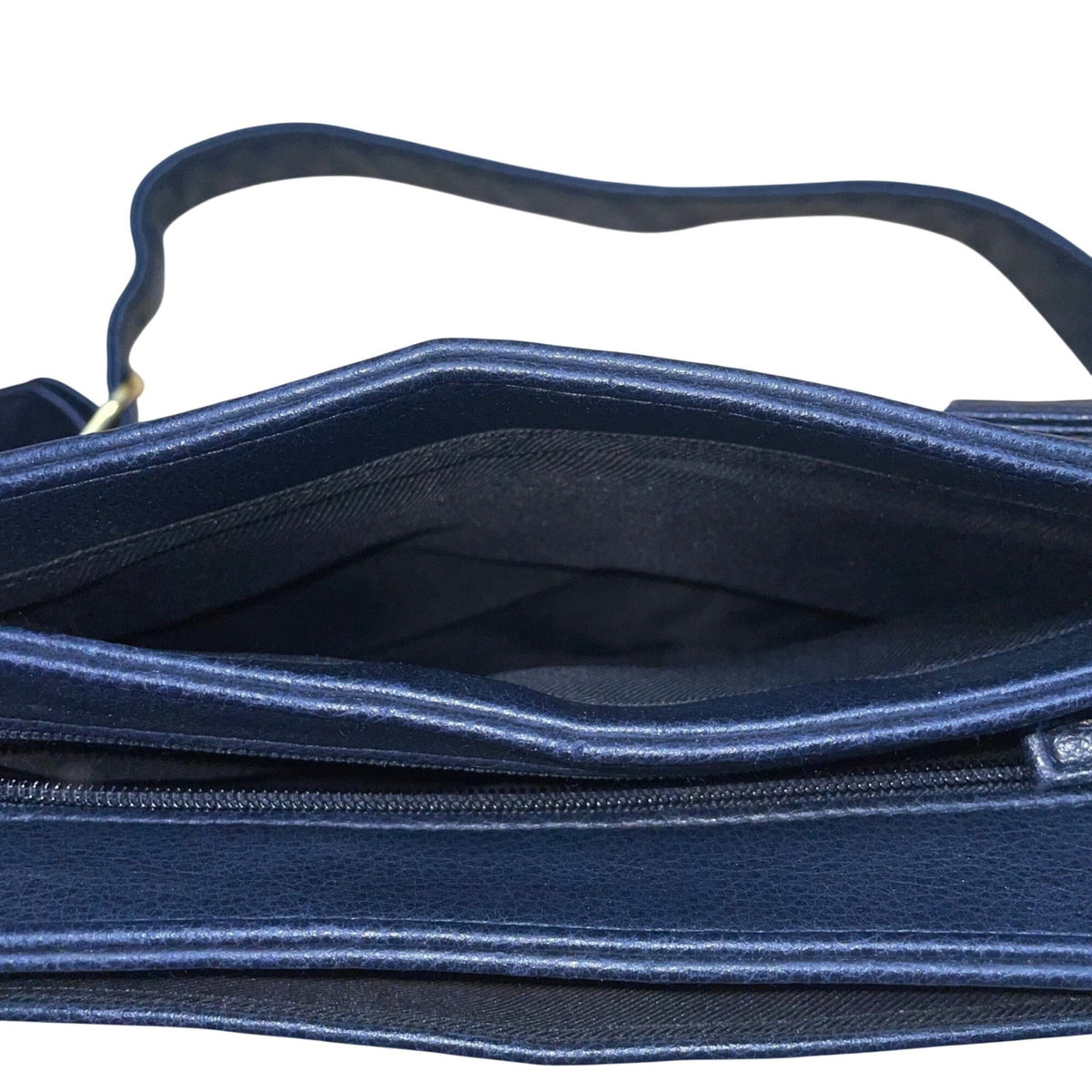 Women’s Navy Blue Faux Leather With Adjustable Strap & Rear Pocket Crossbody Bag