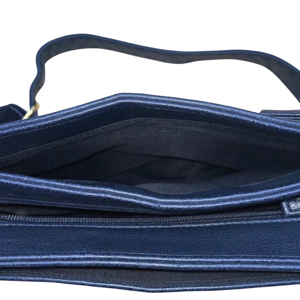 Women’s Navy Blue Faux Leather With Adjustable Strap & Rear Pocket Crossbody Bag