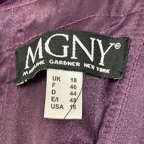 MGNY Women’s Magenta Lace & Chiffon Evening Gown With Sequins Size 16