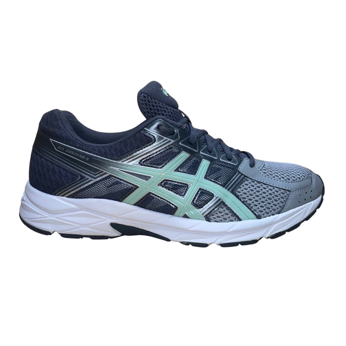 Asics Men’s Gray Mesh & Green Stripes Gel-Contend 4 Running Shoes Size 10