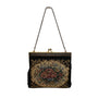 Vintage Women’s Black Floral Embroidered Gold Frame & Chain Strap Purse Handbag