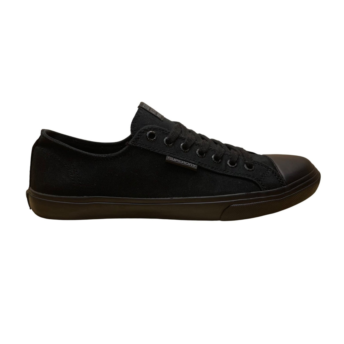 Superdry Men’s Black Canvas Rubber Toe Low Top No.01 Flat Sneakers Size 10