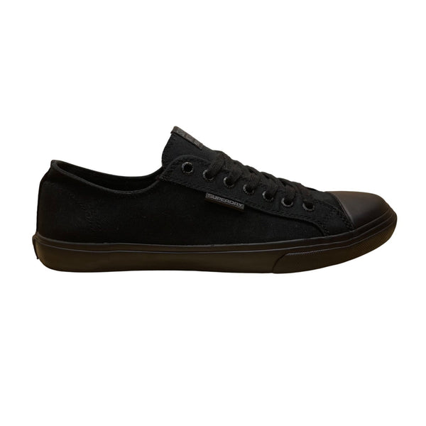 Superdry Men’s Black Canvas Rubber Toe Low Top No.01 Flat Sneakers Size 10