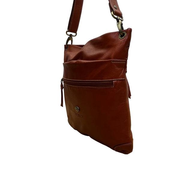 Avorio Women’s Brown Genuine Leather With Elephant Detail Crossbody Purse