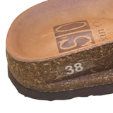San Ou Womens Brown & Yellow Leather Open-Toe Slingback Sandals Size EU38/US7
