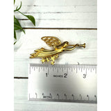 Signed Gold Crown Inc Gold Tone Angel Christmas Brooch Pin