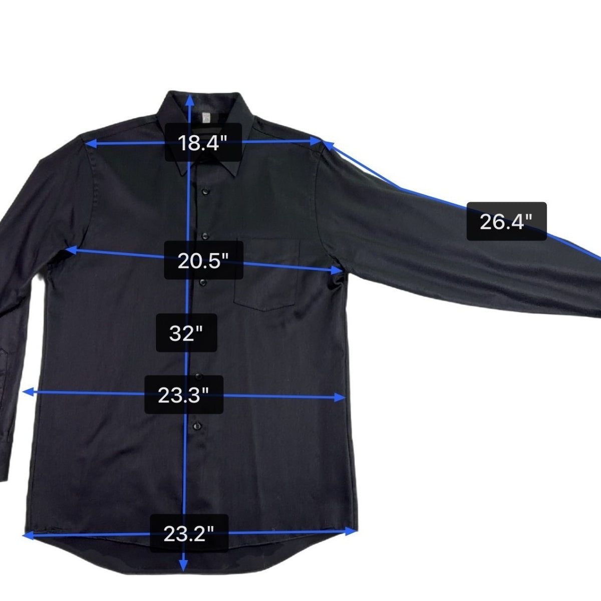 Geoffrey Beene Mens Black Wrinkle-Free Button-Up Dress Shirt Regular Fit Sz 15.5