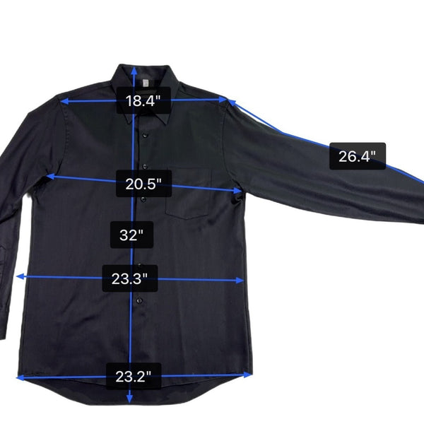 Geoffrey Beene Mens Black Wrinkle-Free Button-Up Dress Shirt Regular Fit Sz 15.5
