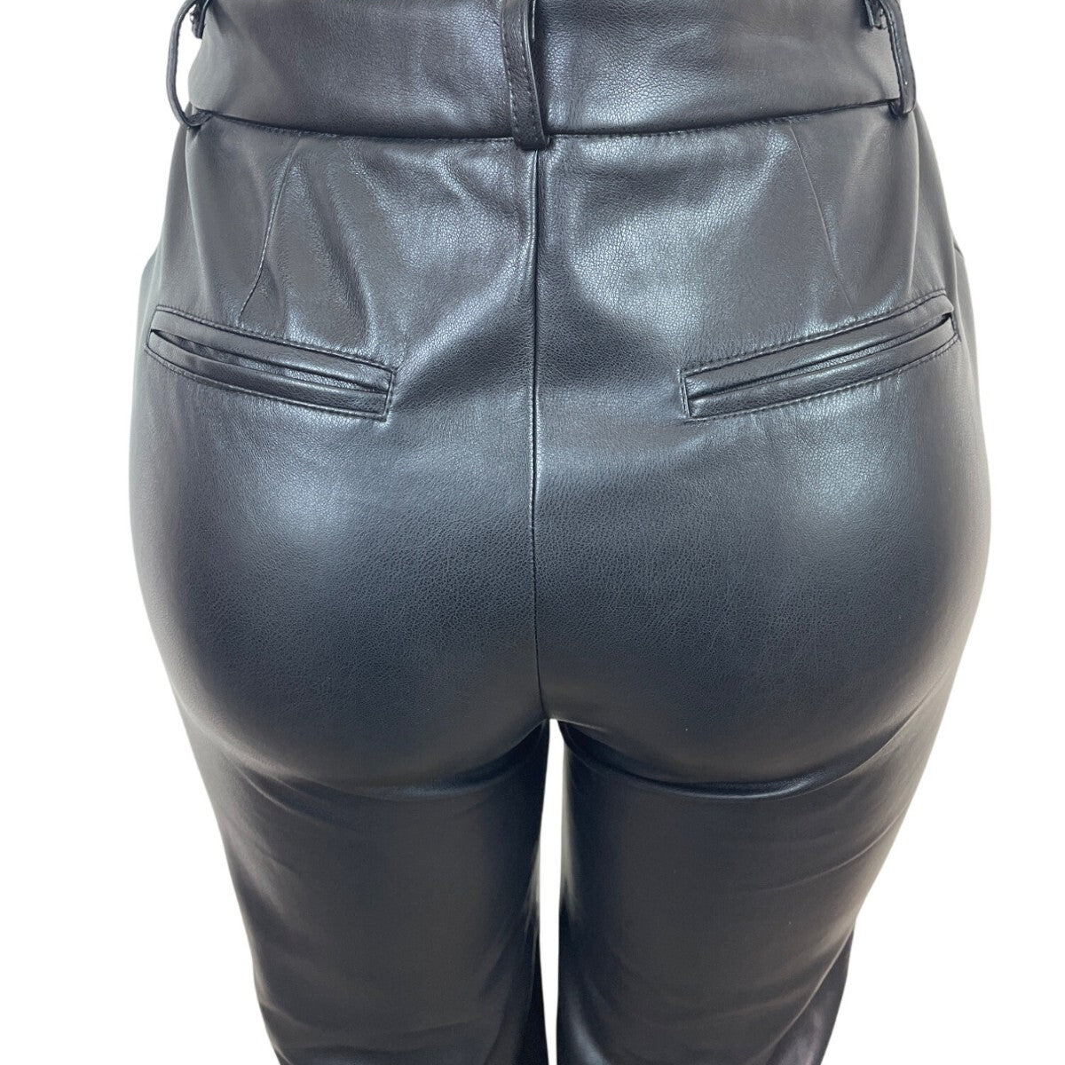 Avec Les Filles Black Cropped Faux Leather Pants High Rise Size S