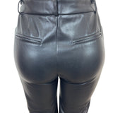 Avec Les Filles Black Cropped Faux Leather Pants High Rise Size S