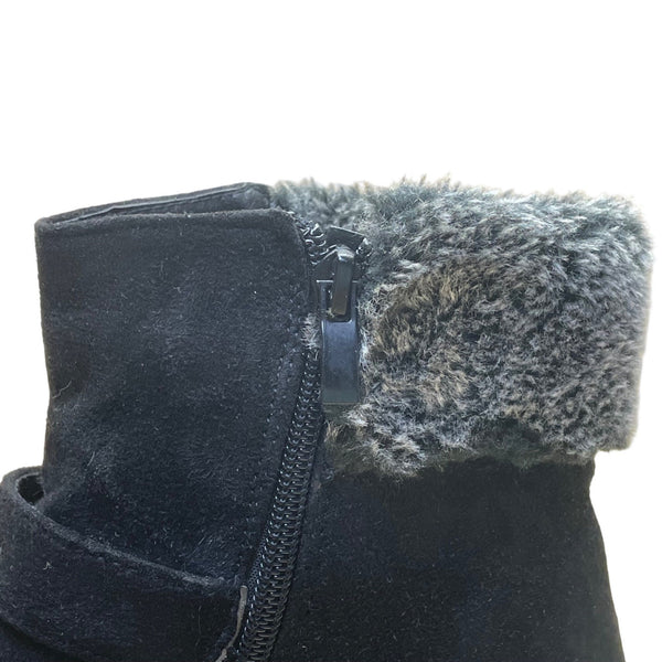Patrizia By Spring Step Women’s Black Faux Suede Fur-Lined Ankle Boots Size 8