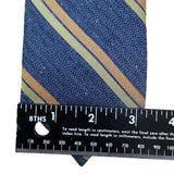 Tie Bar Mens Blue & Multi-Color Silk Linen Striped Tie Elegant Stain Resistant