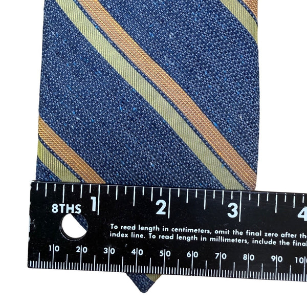 Tie Bar Mens Blue & Multi-Color Silk Linen Striped Tie Elegant Stain Resistant