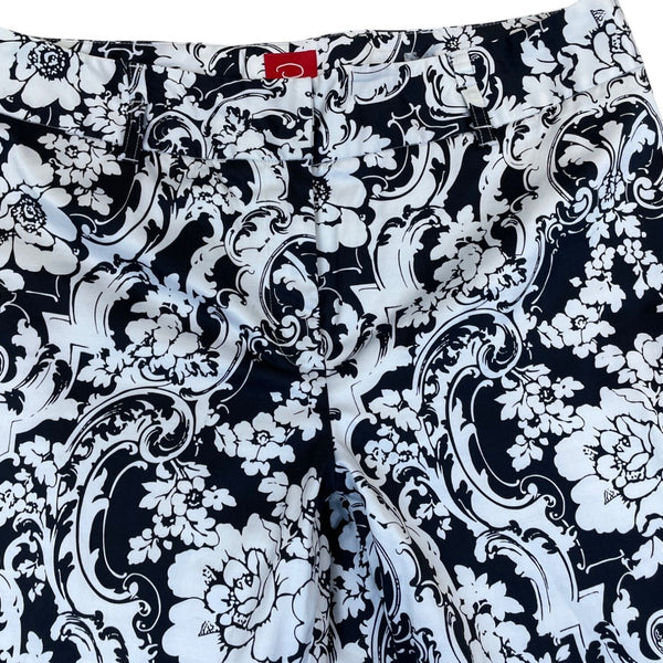 Oscarde la Renta  Womens Black & White Floral Damask Wide Leg Pants Size 14
