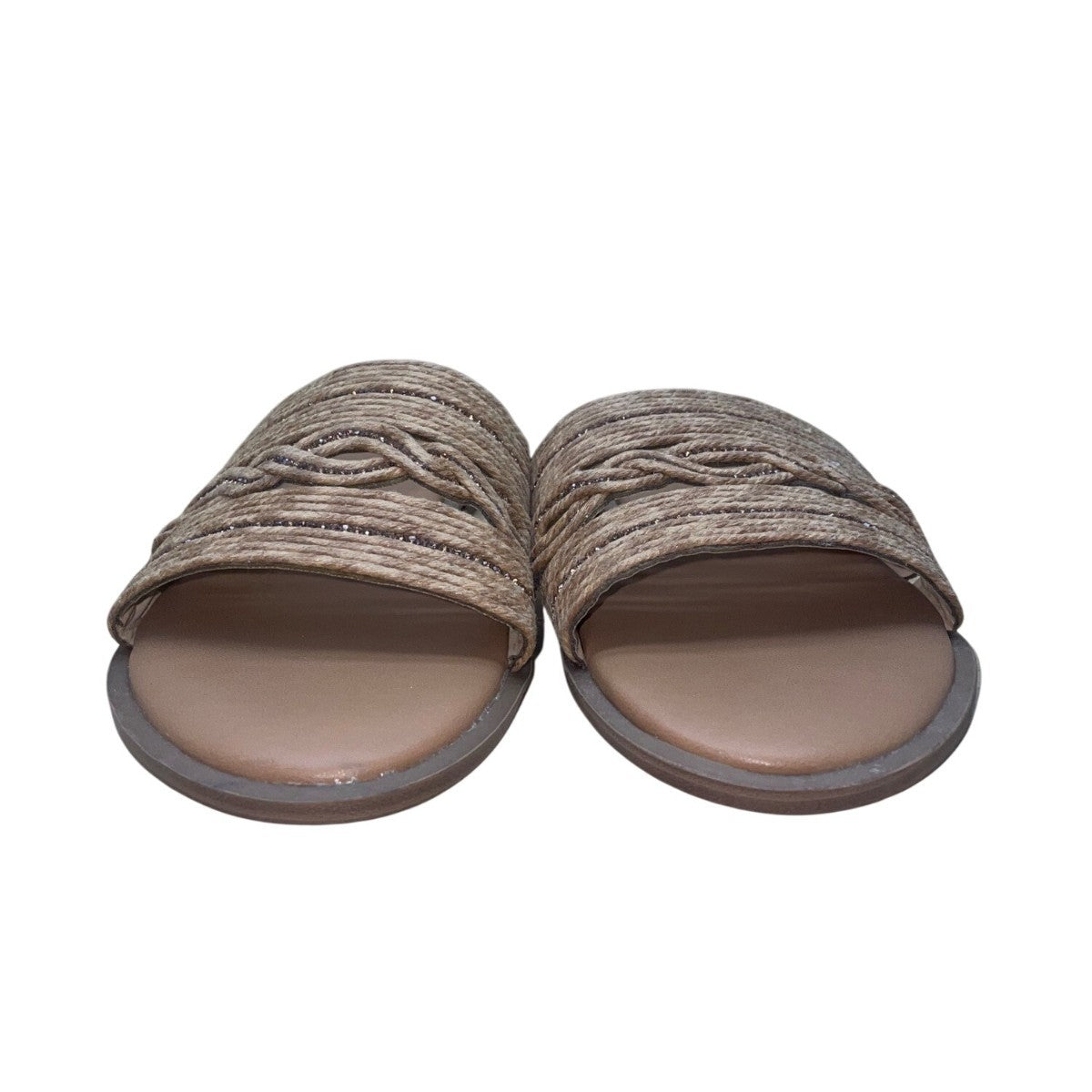 Bks Women’s Brown Braided Embellished Strap Slide Benda Casual Sandals Size 7