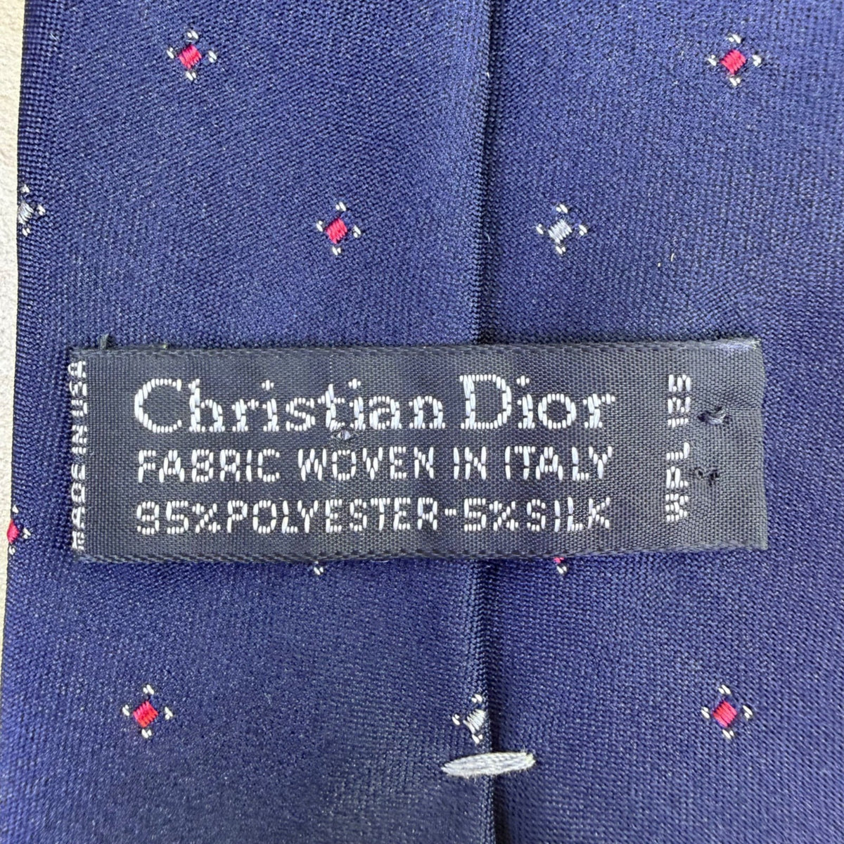 Christian Mens Navy Blue Polyester & Silk Necktie Patterned Classic