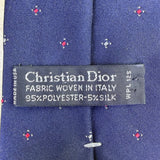 Christian Mens Navy Blue Polyester & Silk Necktie Patterned Classic