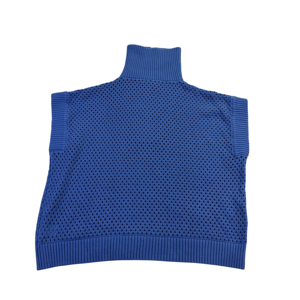 Vici Womens Royal Blue High Neck Sleeveless Textured Knit Sweater Vest Sz M