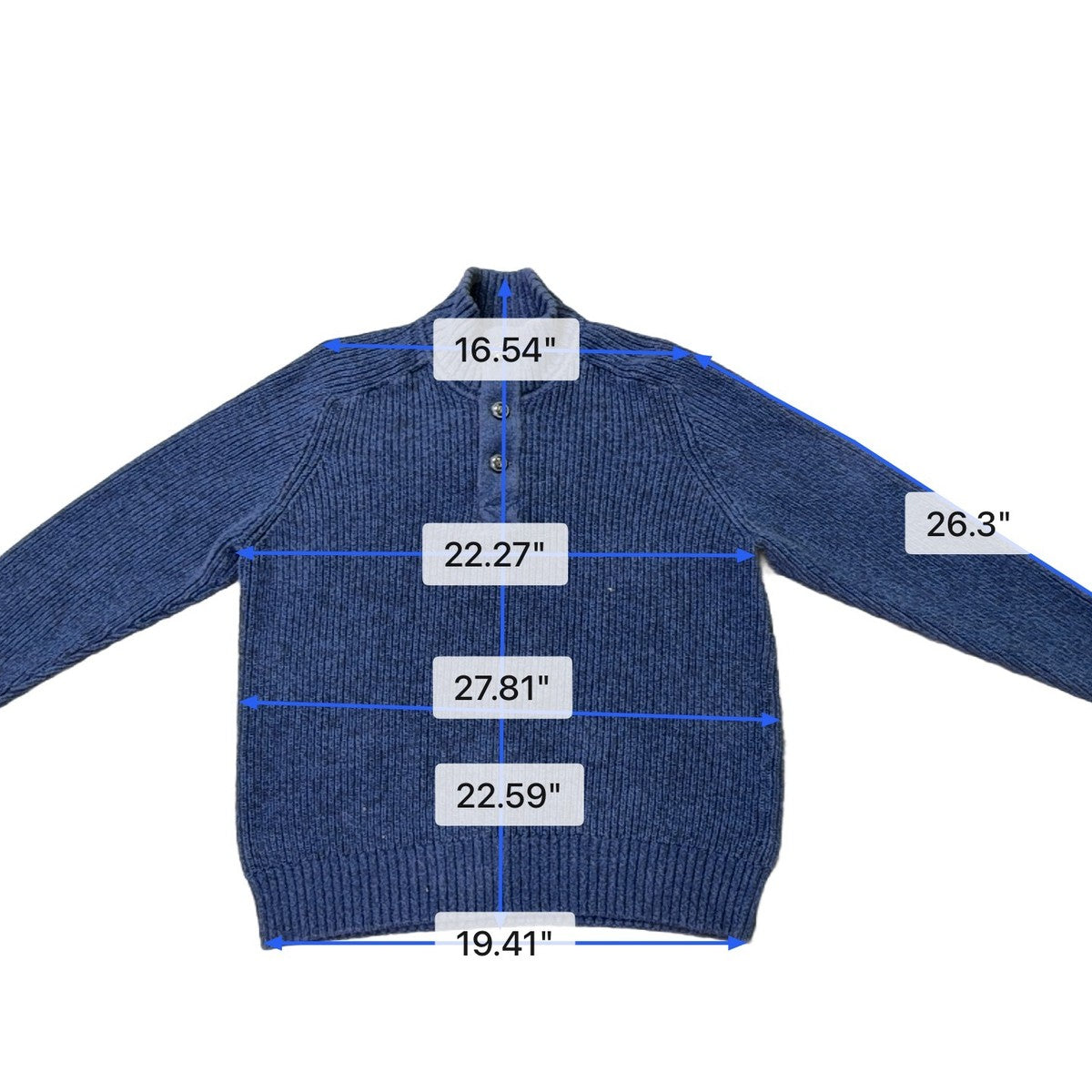 H&M L.O.G.G. Mens Navy Cotton Pullover Sweater Long Sleeve Mock Neck Size L