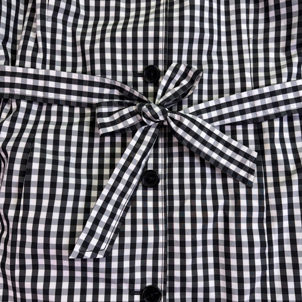 Talbots Womens Black & White Gingham Coat With Belt Size 12