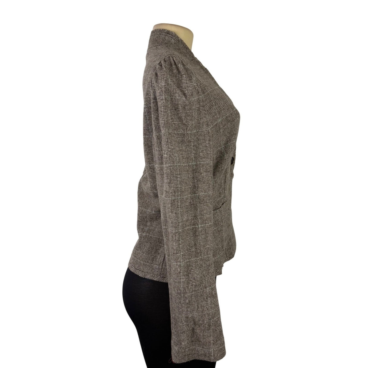 Banana Republic Womens Brown Wool Blend Plaid Pattern Blazer Button Front Sz 6