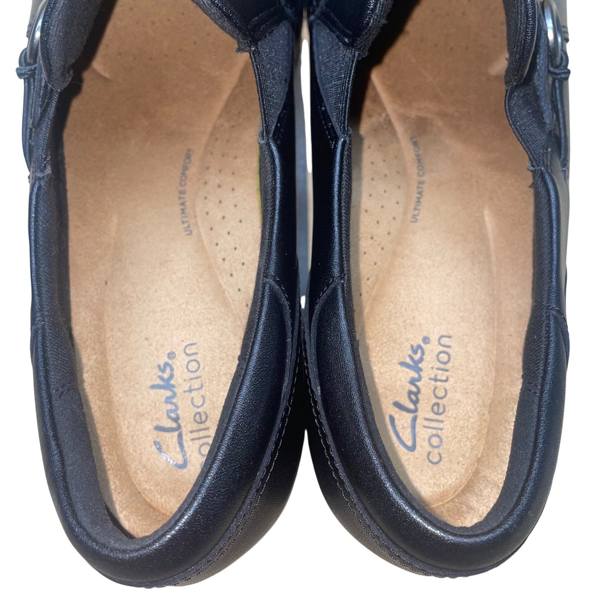 Clarks Women’s Black Leather Ultimate Comfort Slip-On Loafers Size 11 M