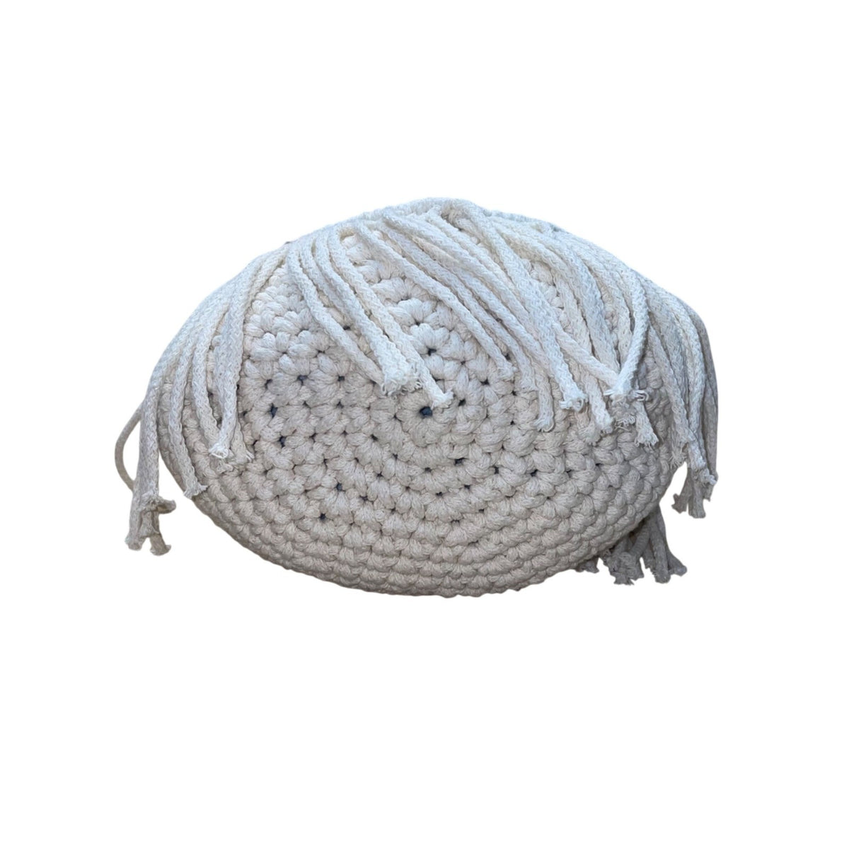 Lucky Hat Women’s White Macrame With Fringe Detail Crossbody Bag