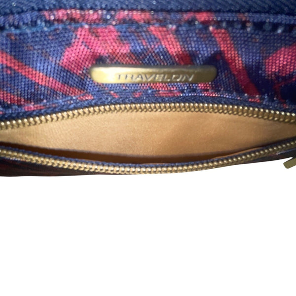 Travelon Women’s Blue & Red RFID Blocking Wristlet Wallet With Zippered Pocket