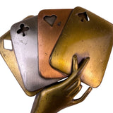 Vintage Victorian-Style Brass & Metal Multi-Tone Hand Holding Playing Cards Broo
