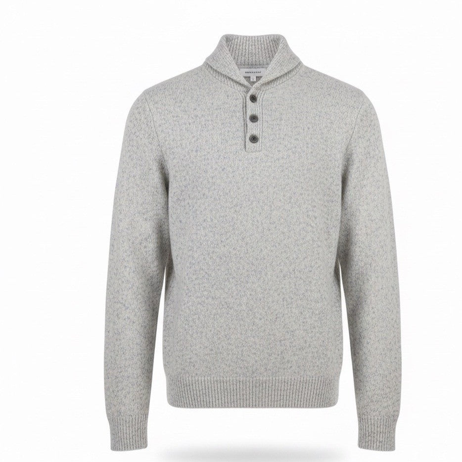 Express Mens Light Gray Button-Front Sweater Collared Knit Pullover Sz M