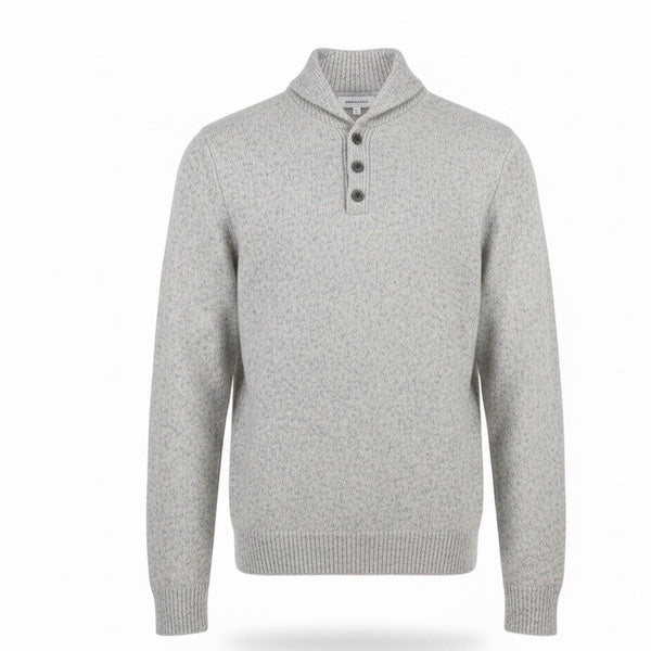 Express Mens Light Gray Button-Front Sweater Collared Knit Pullover Sz M