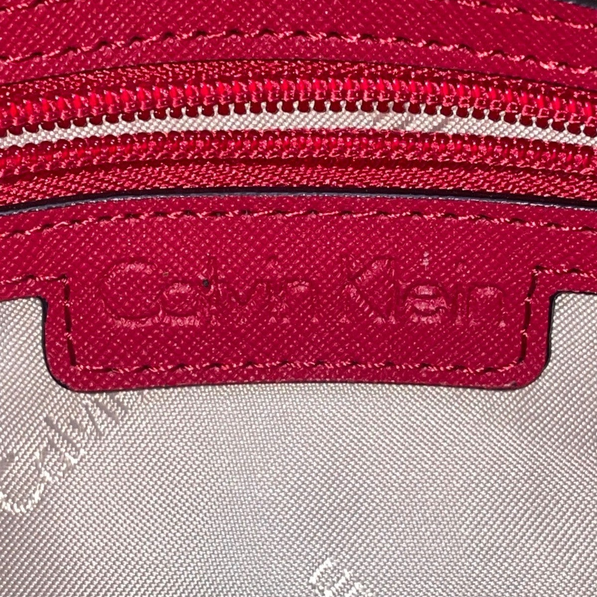 Calvin Klein Women’s Red Faux Leather Chain Strap Zip Closure Crossbody Bag