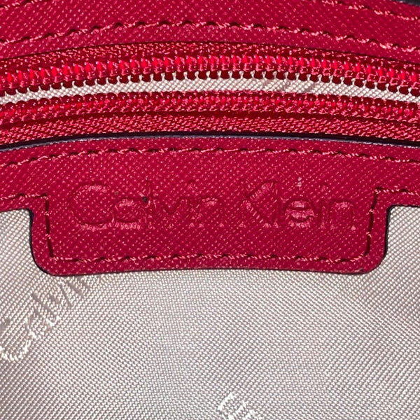 Calvin Klein Women’s Red Faux Leather Chain Strap Zip Closure Crossbody Bag