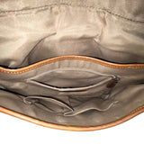 Coach Women’s White & Brown Leather Buckle Flap Detail Shoulder Bag