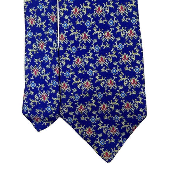 Smithsonian Mens Navy Blue 100% Silk Floral Pattern Necktie Elegant Design