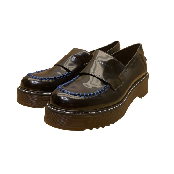 Steve Madden Women’s Black & Blue Stitching Platform Shelton Loafers Size 7