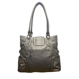 Apt. 9 Women’s Silver Faux Leather Top Strap Snap Closure Double Handle Tote Bag