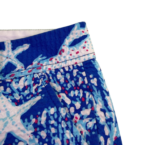 Lilly Pulitzer Womens Blue The Callahan Short With Starfish Coral Print Size 8