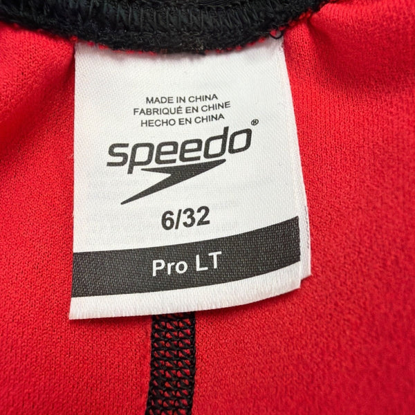 Speedo Womens Black & Red Polyester Spandex Pro LT One-Piece Swimsuit Size 6/32