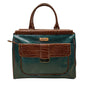 Samantha Brown Women’s Teal & Brown Croc Embossed Lining Dual Handles Travel Bag