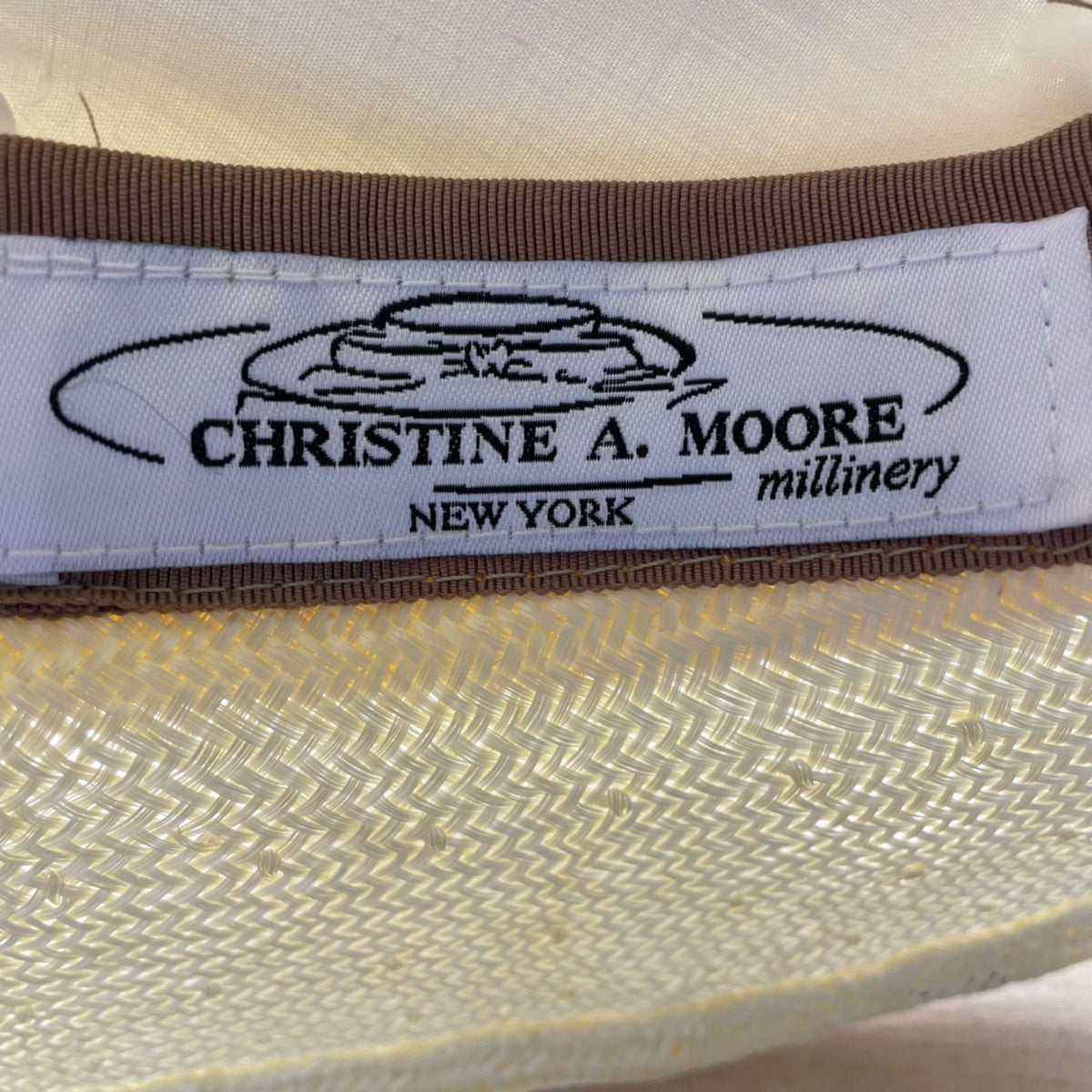 Christine A. Moore Womens Yellow Straw Hat With Satin Ribbon Bow OS