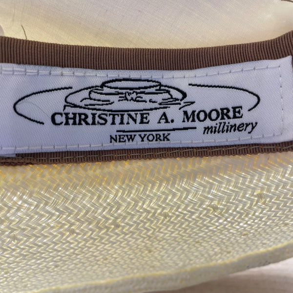 Christine A. Moore Womens Yellow Straw Hat With Satin Ribbon Bow OS